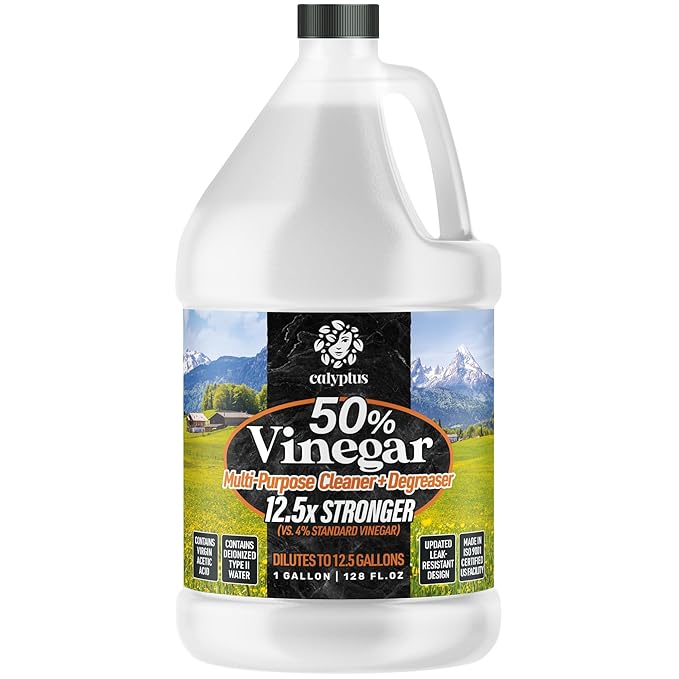Calyptus 50% Pure Concentrated Vinegar | Maximum-Performance (12.5X) Power | Technical Grade | Dilutes Easily to 5% Acidity (1.5 Cups per Gallon) | Home and Outdoor Cleaning Concentrate | 1 Gallon