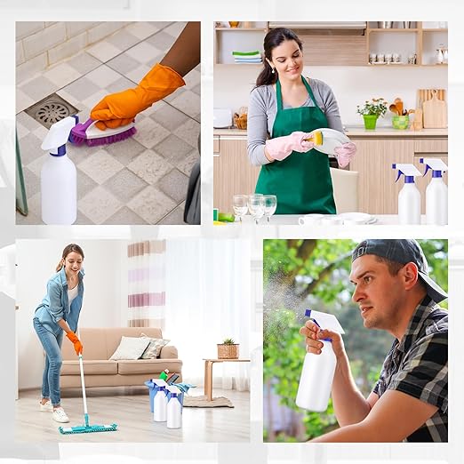 Tanlade 30 Pcs Plastic Spray Bottles 16 oz Leak Proof Squirt Bottle Refillable Empty Spray Water Mist Sprayer with Nozzles for Hair Essential Oil Cleaning Solutions Plants Pets(Blue)