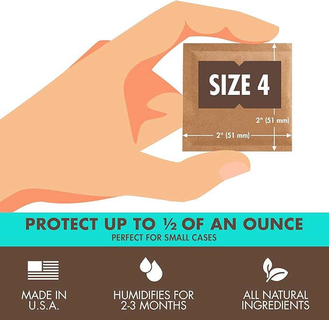 Boveda 58% Two-Way Humidity Control Packs For Storing ½ oz of Product – Size 4 – 10 Pack – Moisture Absorbers for Small Storage Containers – Humidifier Packs – Hydration Packets in Resealable Bag