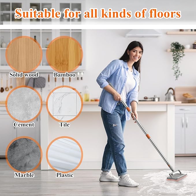 Ceiling Fan Cleaner Duster-78.7" Extendable Baseboard Cleaner Tool with Handle,4-in-1 Ceiling Fan Duster for Ceiling Fan Blades,Baseboard,Ceiling,Window,Floor,Wall-9 Reusable Pads