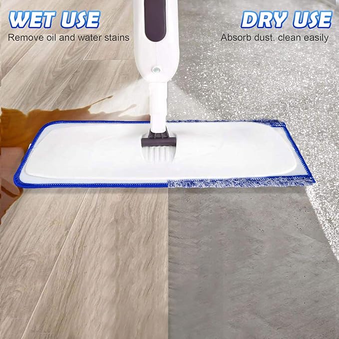 6 Pack Microfiber Cleaning Pads for Mop Hardwood Floor Cleaner Mop Replacement,Deep Microfiber Cleaning Pad Dusting Pad Wet Mop Dry Dust Mop Cleaner (Blue)