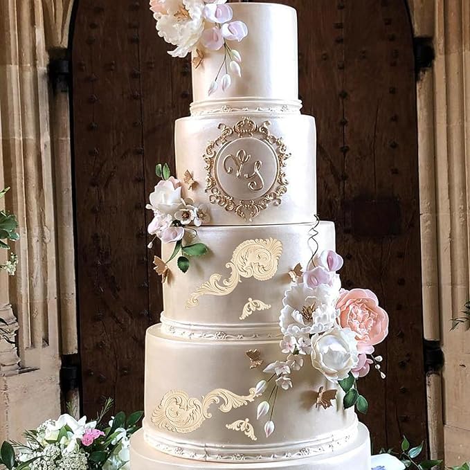 Baroque Scroll Silicone Fondant Mold, Vintage Decorative Pattern for Cake Decorating, Pink