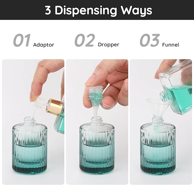 Segbeauty 1oz Empty Vintage Glass Perfume Bottles for Women, 4 Packs 30ml Refillable Perfume Atomizer for Travel, Small Cologne Spray Bottle, Green Travel Cologne Atomizer with Refill Tool for Men