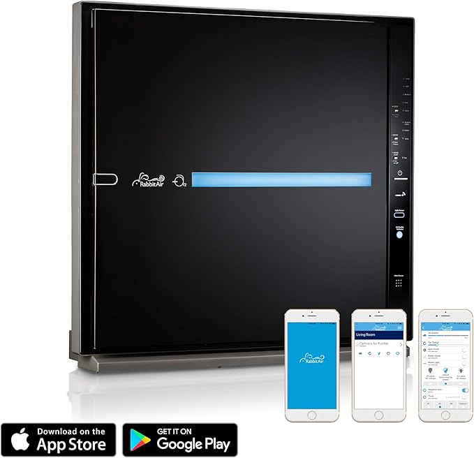 Rabbit Air, MinusA2 Air Purifiers for Home, Ultra Quiet HEPA Air Purifier - Wall Mountable Air Purifiers for Home Large Room, Allergies, Dust, Mold, Smoke & VOCs, (SPA-780N, Black, Odor Remover, WIFI)