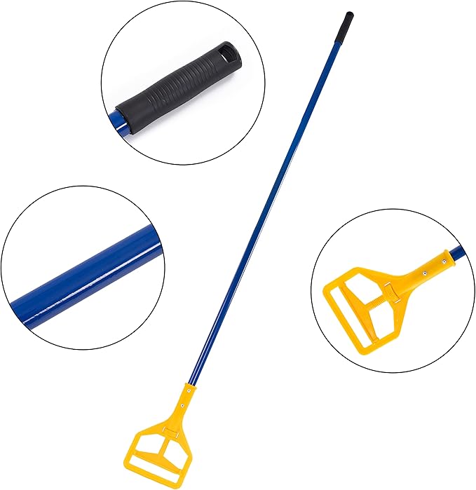 Matthew Cleaning Commercial Quick-Change Iron Mop Handle for Floor Cleaning Heavy Duty Mop Stick Replacement 60inch with Plastic Gripper Wet Mop Handles 6 Packs