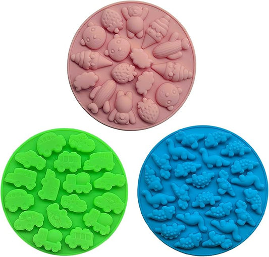 Gummy Candy Molds - Silicone Gummy Bear/Dinosaur/Car Molds for Kids,Non-stick and Bpa Free for Mini Candy Chocolate Gummies Baking