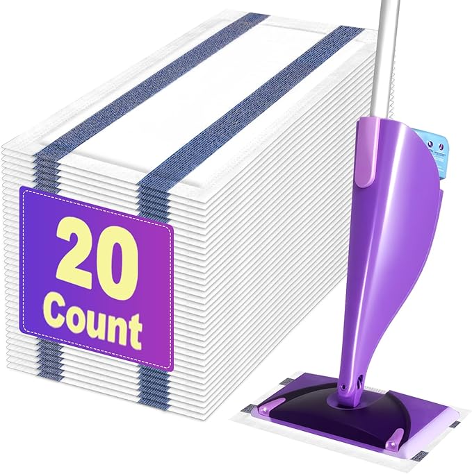 Disposable Mop Pad Refill for Swiffer Wet Jet Spray Mop, Wet Jet Pads for Multi-Surface Floor Cleaning, Multi-Layer Thickening and Super Absorbent, 20 Count
