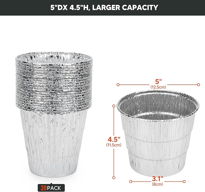 Stanbroil Grill Grease Bucket Replacement with 20-Pack Bucket Liners for Traeger 20/22/34 Series, Pit Boss, Camp Chef, Louisiana, etc Pellet Grill/Smoker, Silver