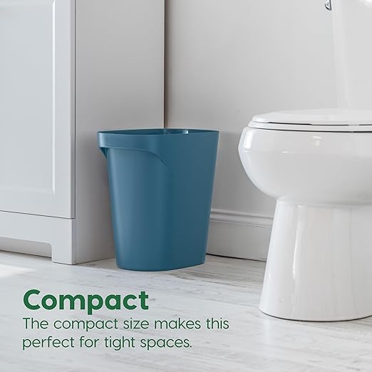 IRIS USA Small Trash Can Wastebasket with Handle, 6 Gallon / 24 Quart, 3-Pack, for Bathroom, Office, Bedroom, Under Sink, Kitchen, Garbage - Eco Friendly Navy