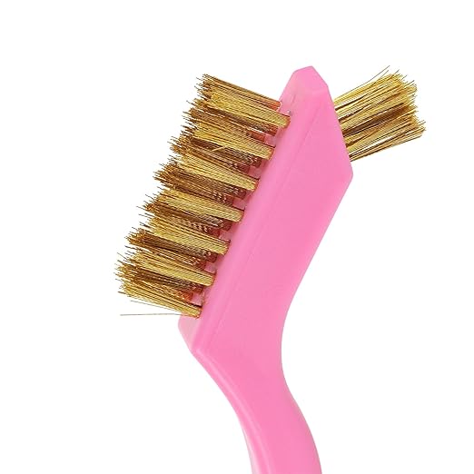 MAXMAN Wire Brush Set 6Pcs Small Wire Brushes Set, Stainless Steel/Brass/Nylon Bristles, Household Deep & Gentle Cleaning Brush, Scratch Brushes for Dirt, Paint Scrubbing, Rust Remover, Pink.
