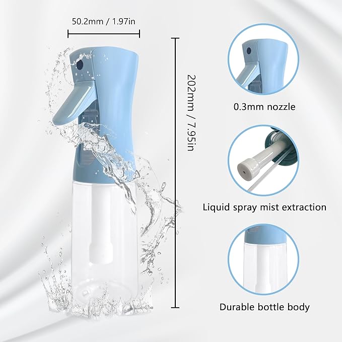 Spray Bottle for Hair Continuous Ultra Fine Mist (200ml) 360° Multi Spray Bottle for Plants, Cleaning, Skin Care Leakproof & Durable 1 Pack