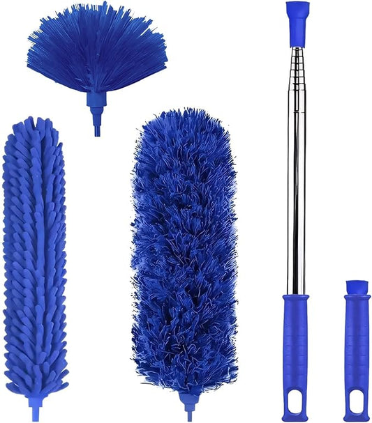Homaisson 5 Piece Telescopic Duster Set with Extension Pole Microfiber Cleaning Heads for Ceiling Fans, Windows, and Hard-to-Reach Areas, Detachable, Quality and Easy to Clean