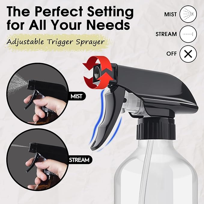 2 Packs Plastic Spray Bottles 360° Water Spray Bottle for Cleaning - 10 oz/300 ml Upside Down Spray Bottle Small Squirt Bottle with Adjustable Nozzle for Hair, Cooking, Plant, Pet (Clear + Green)