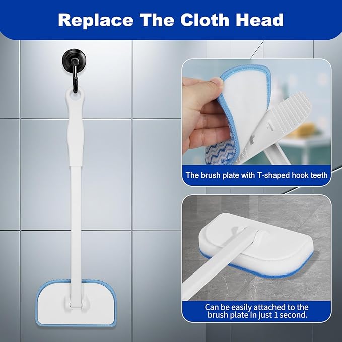 MOSEN Scrub Brush for Shower,4-in-1 Cleaning Brushes with 4 Different Function Cleaning Heads Brush for Shower Cleaning Bathroom Kitchen Car Tub Tile