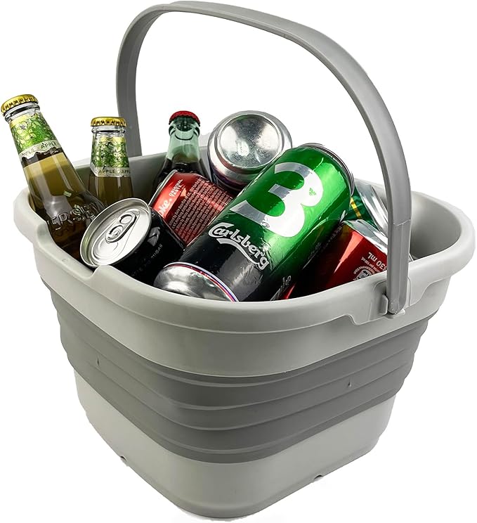 SAMMART 9.5L (2.5 Gallon) Collapsible Rectangular Handy Basket/Bucket (Grey (Set of 2))
