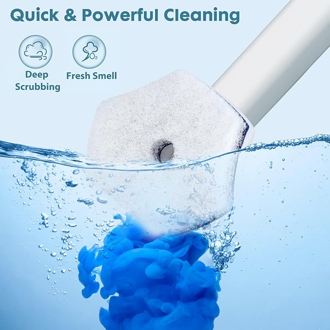 COBETE Disposable Toilet Brush Wand 2 Kit with 40 Refills, Efficient Deep Scrubbing Toilet Bowl Cleaner Wand for Bathroom Toilet Cleaning