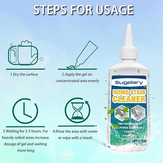 Sugelary Mold Stain Cleaner Gel, 5 fl oz Multi Home Stain Cleaning Gel for Washing Machine Seals, Fridge Gaskets, Tile Grout, Sink and Bathroom Use