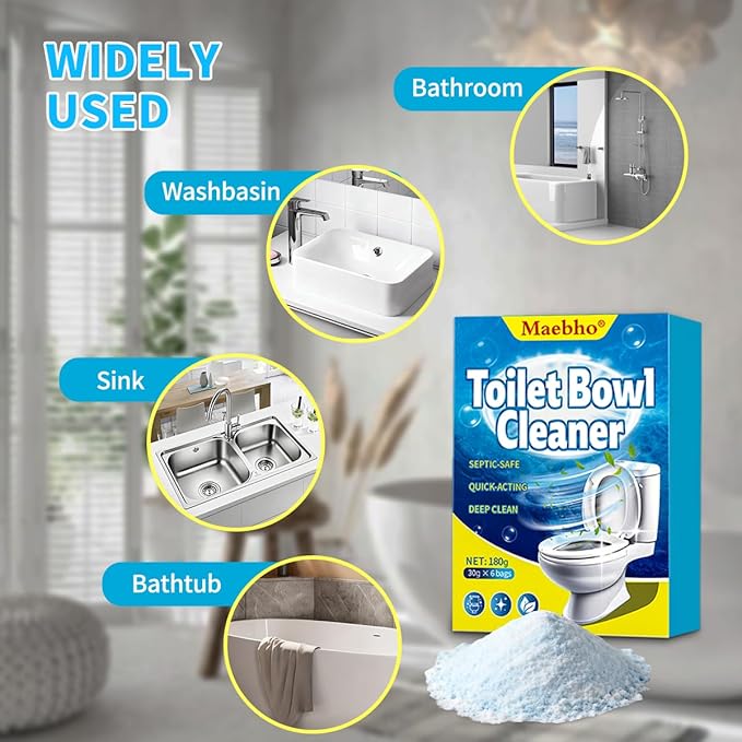 2025 New Toilet Cleaner - Self Activating Cleaning Powder, Septic-Safe Powerful Foaming Toilets Bowls Cleaner, Deep Cleaning (6 Bags Each 30g)