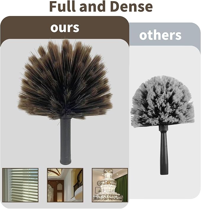 4 Pack Corner Duster, Webster Cobweb Duster Head,Fits Standard 3/4 inch Threaded Poles, Spider Web Remover Brush, for Ceilings, Moldings, HVAC & Floor Vents, and Corners(4, Brown)