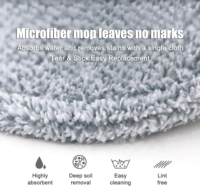 Spin Mop and Bucket Set with Self Separation System 360° Spinning Self-Wringing, Square Clean Mop and Bucket with Wringer-with Replaceable Mop (Light Grey Mop and Bucket Set 6pads)