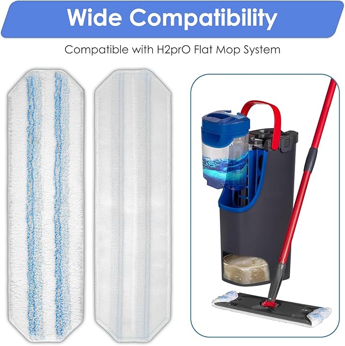 (4 Pack) H2prO Replacement Mop Pads Compatible with O-Cedar H2prO Mop, Washable Mop Cloths, Microfiber Mop Head, Mop Pad Refill Accessories, Mopping Pads