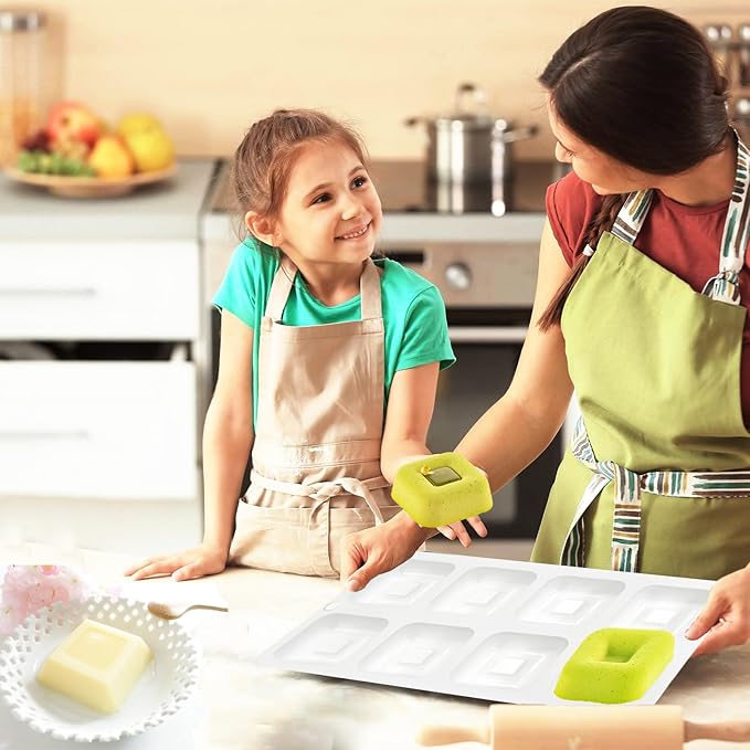 Chocolate Square Silicone Molds for Baking, Savarin Pan Mousse Cupcake 2 Packs with 16-Cavity 1.7" x 1.7" x 0.9" for Mini Cheesecakes Candy Desserts