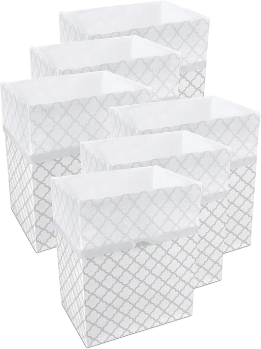 13 Gallon Disposable Pop-Up Trash Cans (6-Pack) with Fitted Bags – Foldable Garbage & Recycling Bins for Parties, Events & Kitchen (Trellis, 17" H x 13.5" W x 10" D)