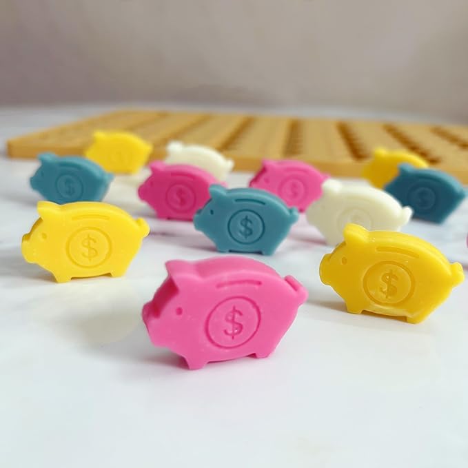Adorable Piggy Bank Silicone Molds for Homemade Chocolates, Gummies, Candies with Scraper