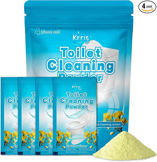 Toilet Bowl Cleaner Powder - Self-Activating Toilet Cleaner for Stubborn Stains & Limescale, Deep Cleaning Foam with Daylily Fragrance, Safe Toilet Cleaning Supplies (4 Packs × 3 oz)