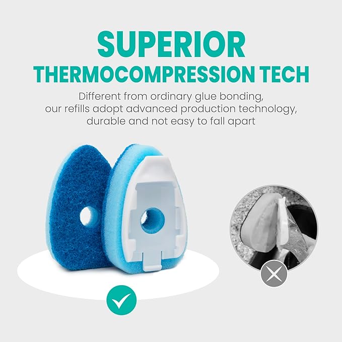 HELIME Dishwand Handle with Sponge Refills,5 Heavy Duty Dish Wand Refill with Hole,Non-Scratch Dishwashing Brush with Soap Control Dispenser, Leak-Proof Kitchen Scrubber for Pans,Dishes,Scrub Clean