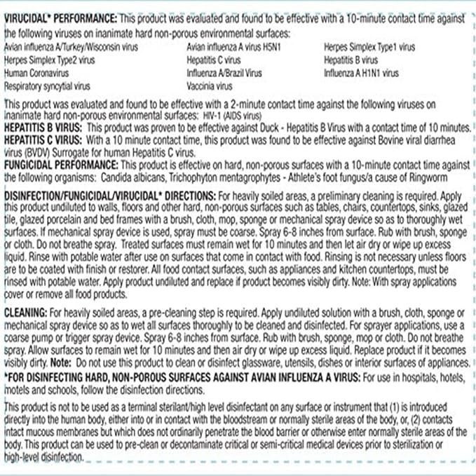 Hospital Disinfectant Virucide Spray Kills 99.99% of MRSA, COVID-19, H5N1, Staph, Avian Flu, Bacteria & Mold | EPA Reg. for Medical, Dental, Veterinary, Farm & Home Use 32 oz
