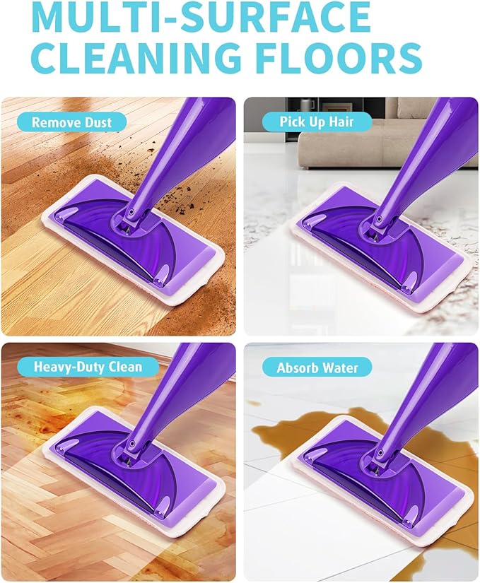 Power Scrubbing Reusable Mop Pads for Swiffer Wet Jet Mops (12 Pack), Wet Jet Refills, Washable Microfiber Mop Pads for Floor Cleaning Wet Dry Use