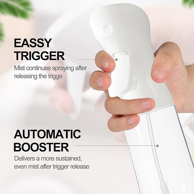 Spray Bottle for Hair Continuous Ultra Fine Mist (200ml) 360° Multi Spray Bottle for Plants, Cleaning, Skin Care Leakproof & Durable White 1 Pack
