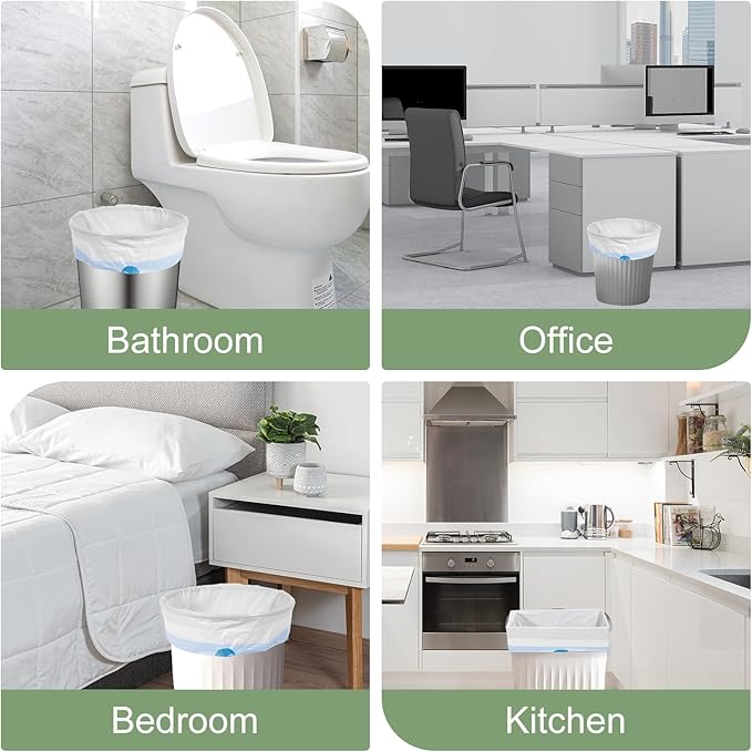 Small Trash Bags 200 Counts - 4 Gallon Trash Bags Drawstring, Small Garbage Bags for Bathroom, Office and Bedroom, White 4 Gal Trash Can Liners