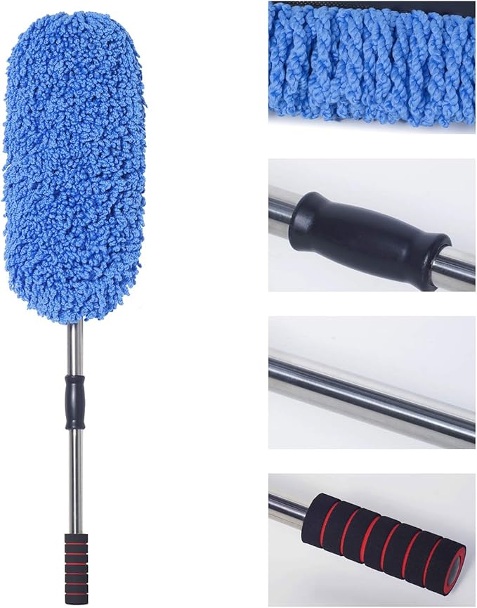 (3 Pack) Microfiber Car Duster Exterior Scratch Free, Extendable Handle Interior Multipurpose dust Cleaning Duster for car(Medium)