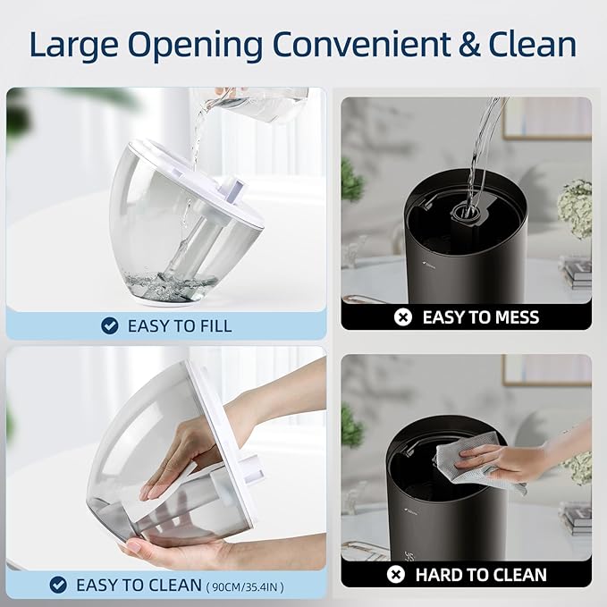 Cool Mist Humidifier for Bedroom,2L Small Humidifiers for Bedroom and Office,25dB Humidifier for Toy room and Plant,Last Up to 13H on Max Mist Setting (Light Gray)