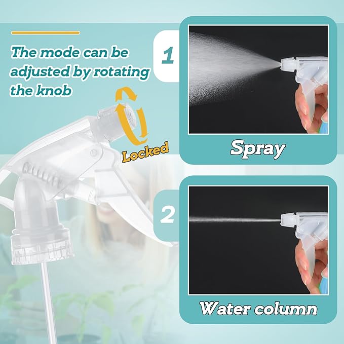 6Pcs Clear Spray Bottle Replacement Nozzle- Reusable Quality Trigger Spray Nozzles with Mist Stream Sprayer, Fit Standard 28/400 Neck 32oz, 16oz, 8oz Bottles for Garden Home Kitchen Office Gifts