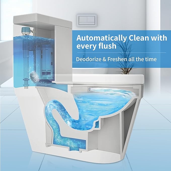 Toilet Bowl Cleaner Tablets, Automatic Toilet Tank Cleaner for Deodorizing & Descaling, Long-Lasting with Sustained Release Technology for Bathroom Cleaners, Blue, 20 Packs