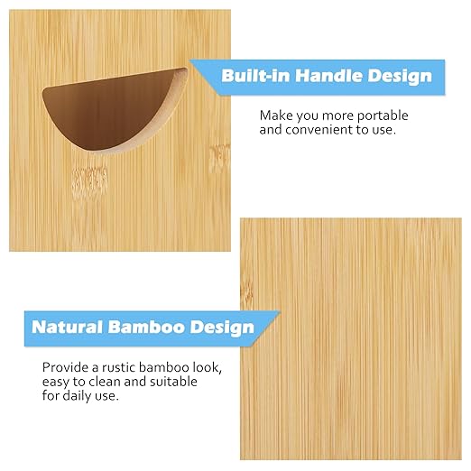 MOOACE Small Wastebaskets 2 Pack, 5 Gallon Trash Can with Handles, Rectangular Waste Baskets Bamboo Garbage Can for Bathroom Kitchen Living Room Office Decorative Under Counter