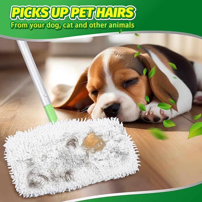 4 Pack Reusable Microfiber Mop Pads Compatible with Swiffer Sweeper - Dry Sweeping Cloths & Wet Pad Refills for Wet & Dry, Washable Pads Refills for Household Cleaning (Mop is not Included)