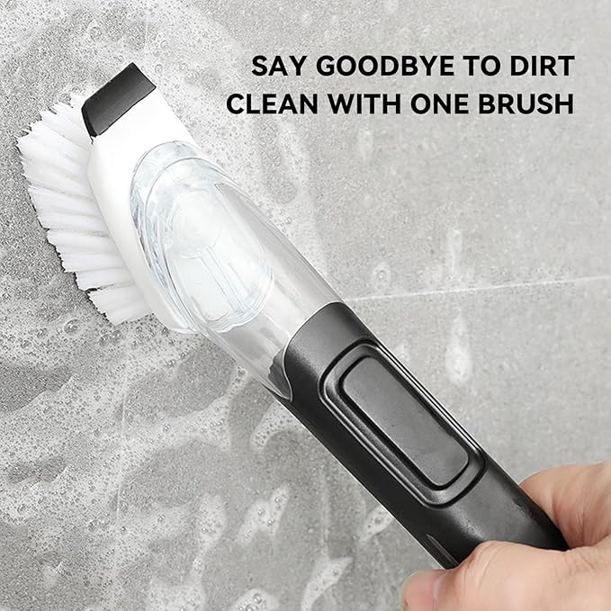 SetSail Dish Brush, Dish Cleaning Brush with Stainless Steel Handle and Replace Head Kitchen Dish Scrub Brush with Soap Dispenser for Pot Sink Pan Cleaning, Black