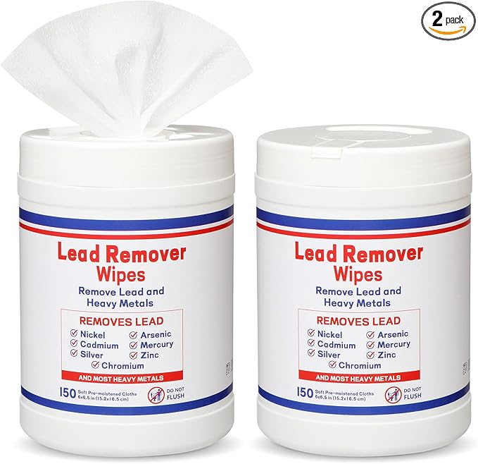 Nuanchu 2 Pack Lead Remover Wipes 300 Count Hand & Surface Cleaning Wipes for Shooting Effectively Removes Lead Dust Oil Grime Disposable Towels for Mechanics Construction DIY, 150 Count Per Canister
