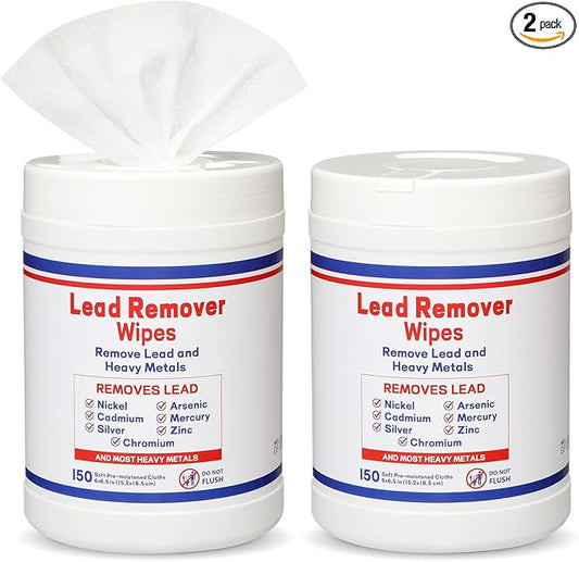 Nuanchu 2 Pack Lead Remover Wipes 300 Count Hand & Surface Cleaning Wipes for Shooting Effectively Removes Lead Dust Oil Grime Disposable Towels for Mechanics Construction DIY, 150 Count Per Canister