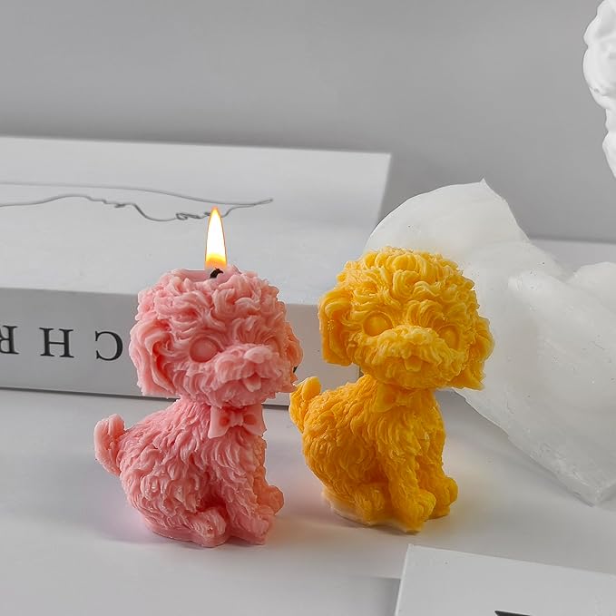 Dog Resin Mold Teddy Mold Hairy Dog Mold Animal Resin Mold Resin Casting Mold Resin Making Molds Silicone Mold for Candle Home Decorate Mold 3D Animal Mold Candle Making Mold