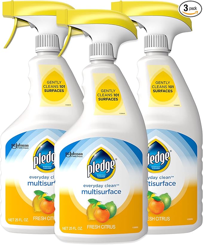 Pledge pH-Balanced Multisurface Cleaner Spray for Everyday Care, Fresh Citrus Scent, 25oz (Pack of 3)
