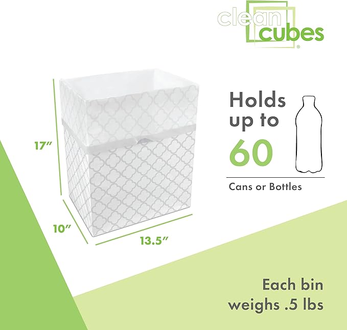 13 Gallon Disposable Pop-Up Trash Cans (6-Pack) with Fitted Bags – Foldable Garbage & Recycling Bins for Parties, Events & Kitchen (Trellis, 17" H x 13.5" W x 10" D)