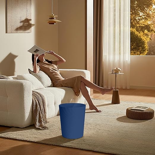 Small Trash Can - Plastic Waste basketbin for Office,Home,Bathroom,Kitchen - 1.8 Gallon - Blue