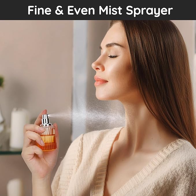 Segbeauty 1oz Perfume Spray Bottle, 30ml Glass Refillable Travel Bottles, 4pcs Empty Atomizer Spray Bottle Cologne Atomizer for Men, Fine Mist Fragrance Bottles for Dispensing Perfume with Tool