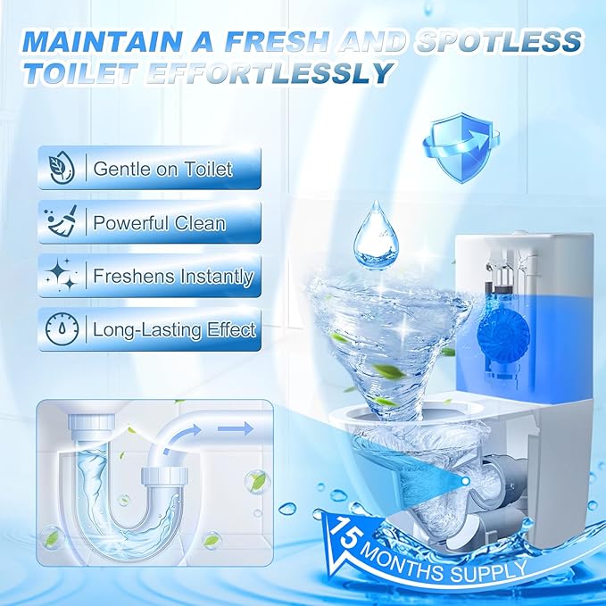 KIISIISO Automatic Toilet Bowl Cleaners Tablets,18 Pack Multipurpose Commercial Household Bathroom Cleaners,Long-lasting 300 brushes Toilet Cleaner, Pine Scent