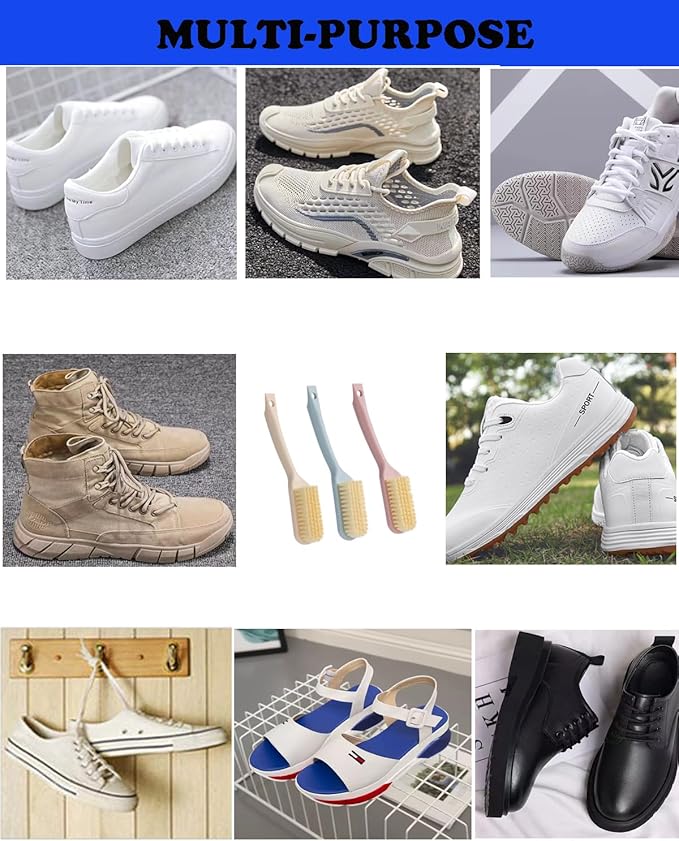 Shoe Cleaning Brush-3 Pack Shoe Brushes with Long Handled Soft Bristle Cleaning Brush Shoe Cleaner Brush Scrub Brush for Sneakers,Tennis,Canvas,White Shoes & More